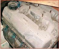 1969 Ford Mustang Boss 302 G-Code V-8 Motor left rear motor view